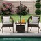 Outdoor Side Table with 1.93" Umbrella Hole All-Weather PE Wicker Patio Umbrella Table-Brown